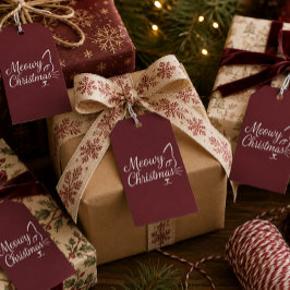 "Meowy Christmas" 高級ワインレッドギフト ギフトタグ