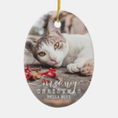 Meowy Christmas 2 Photo Two Cats 素朴 Red Ceram セラミックオーナメント (正面)