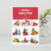 Meowy Christmas 9 Cat Photo Collageクリスマスカード シーズンカード (スタンド正面)