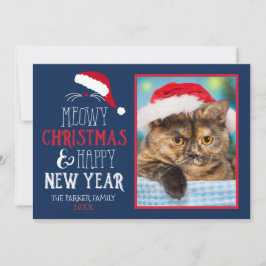 Meowy Christmas and Happy New Year Photo Flat Card シーズンカード