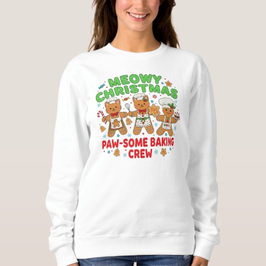 "Meowy Christmas Baking Crew Sweatshirt スウェットシャツ (正面)