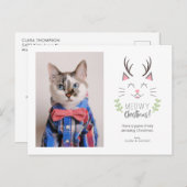 Meowy Christmas Catお洒落 with Christmas〔雄ジカの〕枝角写真 シーズンポストカード (正面/裏面)
