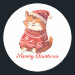 Meowy Christmas Catステッカー – フェスティバルHoliday Cat ラウンドシール<br><div class="desc">今シーズンのスマイルは「メオウィクリスマス」のステッカーで飾る！クリスマスハットとセーターを着た可愛らしい猫をモチーフよくはしゃぐに、ノートフェスティバルやギフトラッピング、ホリデーカードなどに応援を貼り付けるシール。猫好き素晴らしや休日のtouchを愛するすべての人のためにwhimsy。</div>