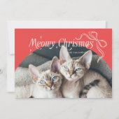 Meowy Christmas Catフォトレッドホリデーカード シーズンカード (正面)