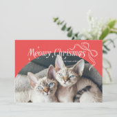 Meowy Christmas Catフォトレッドホリデーカード シーズンカード (スタンド正面)