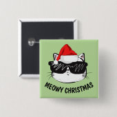 MEOWY CHRISTMAS CATボタン 缶バッジ (正面&裏面)