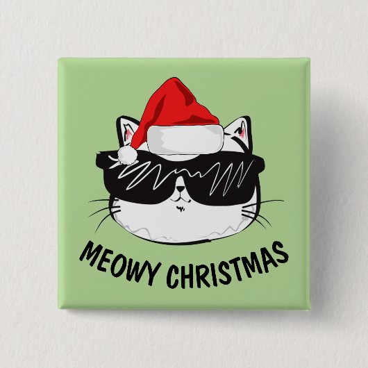 MEOWY CHRISTMAS CATボタン 缶バッジ (正面)