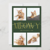 Meowy Christmas Cat写真グリーンクリスマス シーズンカード (正面)