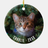 Meowy Christmas Cat写真両面 セラミックオーナメント (裏面)