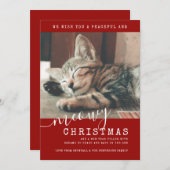 Meowy Christmas Cat写真可愛いシンプル シーズンカード (正面/裏面)