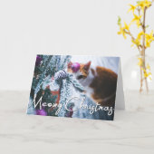 Meowy Christmas Cat – 猫の写真を追加 カード (黄色い花)