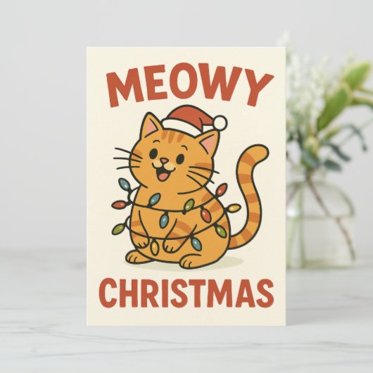 Meowy Christmas Cat Card (スタンド正面)