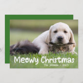 Meowy Christmas Cat Dog Family写真 シーズンカード (正面/裏面)
