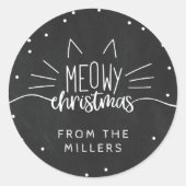 Meowy Christmas - Cat Ears & Whiskers ラウンドシール (正面)