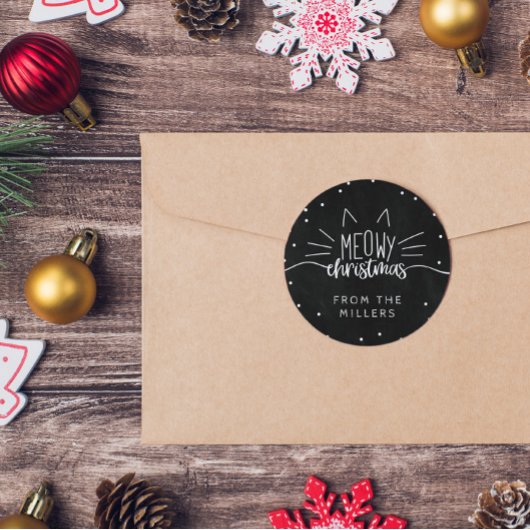 Meowy Christmas - Cat Ears & Whiskers ラウンドシール