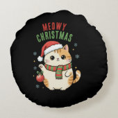 Meowy Christmas Cat – Festive Holiday Design ラウンドクッション (裏面)