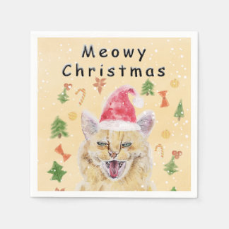 Meowy Christmas cat funny and cute cat  スタンダードカクテルナプキン