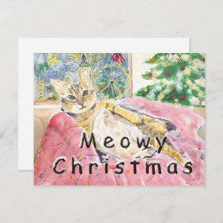 Meowy Christmas cat in London カード