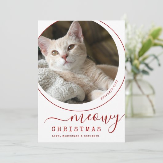 Meowy Christmas Cat Kitten Photo White (スタンド正面)