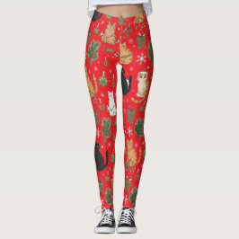 Meowy Christmas Cat Leggings - Gift For Cat Mom レギンス