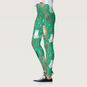 Meowy Christmas Cat Leggings - Gift For Cat Mom レギンス (左)