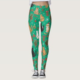 Meowy Christmas Cat Leggings - Gift For Cat Mom レギンス