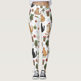 Meowy Christmas Cat Leggings - Gift For Cat Mom レギンス