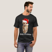 Meowy Christmas Cat Lights Cat Meme Cute Santa Hat Tシャツ (正面フル)