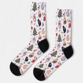 Meowy Christmas Cat Lover Crew Socks ソックス (左)