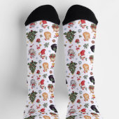 Meowy Christmas Cat Lover Crew Socks ソックス (上部)