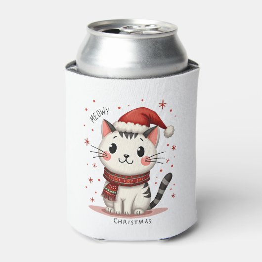 Meowy Christmas Cat Lover Funny Festive Holidays C 缶クーラー (缶正面)
