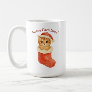 Meowy Christmas Cat Mug – ホリディギフト コーヒーマグカップ