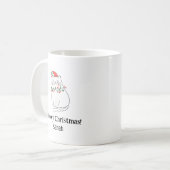Meowy Christmas Cat Mug – 名前入りホリデーギフト コーヒーマグカップ (正面左)