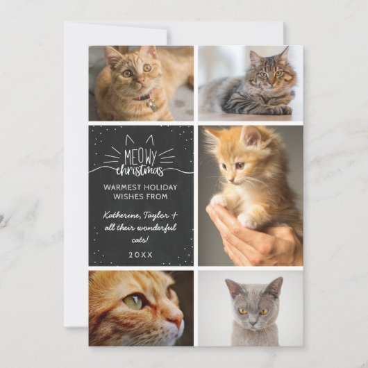 Meowy Christmas - Cat Photo Collage 案内状 (正面)