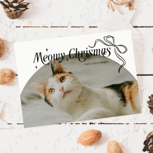 Meowy Christmas Cat Photo Holiday Card シーズンカード