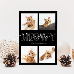 Meowy Christmas Cat Photosブラッククリスマス シーズンカード