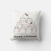 Meowy Christmas Cat Tree Pillow –Cute Holiday Gift クッション (正面)