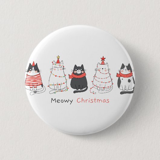 Meowy Christmas Cats 缶バッジ (正面)