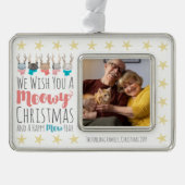 Meowy Christmas Cats +〔雄ジカの〕枝角ホリデーミニフォト シルバープレートフレームオーナメント (正面)