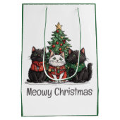 Meowy Christmas Cats Holiday Tree ミディアムペーパーバッグ (裏面)