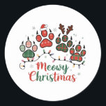 Meowy Christmas Cats Paw ChristmasクリスマストナカイS ラウンドシール<br><div class="desc">ミオウィクリスマス猫ポークリスマスクリスマストナカイSanta</div>