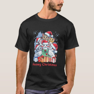 Meowy Christmas Cats Tree Christmas Cat Kitten Gir Tシャツ
