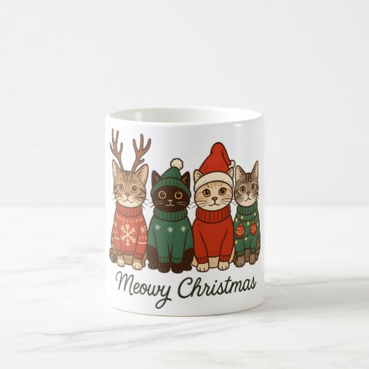 Meowy Christmas Cozy Cat Mug コーヒーマグカップ (中央)