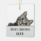 Meowy Christmas Custom Cat Photo & Name Ornament セラミックオーナメント (左)