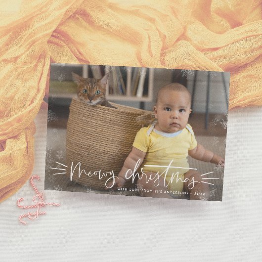 Meowy Christmas Cute Cat Christmas Holiday写真 シーズンカード