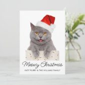 Meowy Christmas Cute Cat Holidayカスタム Photo Card 招待状 (スタンド正面)