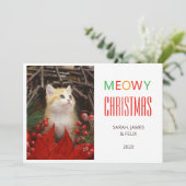 Meowy Christmas Cute Cat Photo Animal Lovers Pet  シーズンカード (スタンド正面)