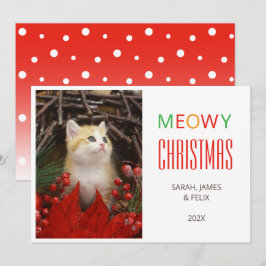 Meowy Christmas Cute Cat Photo Animal Lovers Pet  シーズンカード