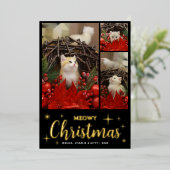 Meowy Christmas Cute Cat  Photo Collage Pet Kitten 箔シーズンカード (立ち正面)