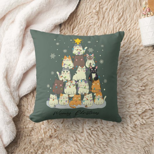 Meowy Christmas — Cute Cat Tree クッション (ブランケット)
